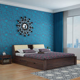 Rubikk Solid Sheesham Wood Bed With Four Drawers (King Size, Walnut Finish)